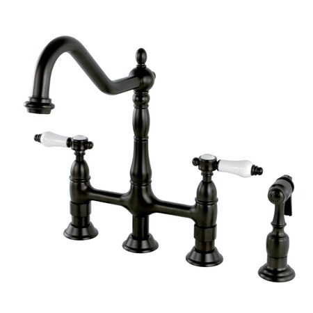 Kingston Brass KS1275BPLBS Bel-Air Bridge Kitchen Faucet W/ Brass Sprayer, Bronze KS1275BPLBS